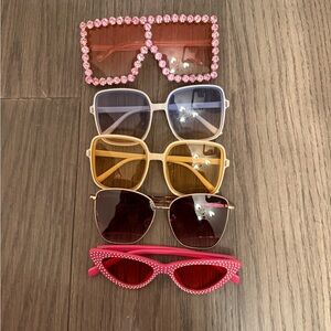 Trendy Sunglasses Set with Pink and Red Accents